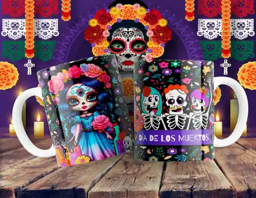 vectores plantilas CATRINA,DÍA DE MUERTOS,HALLOWEEN,